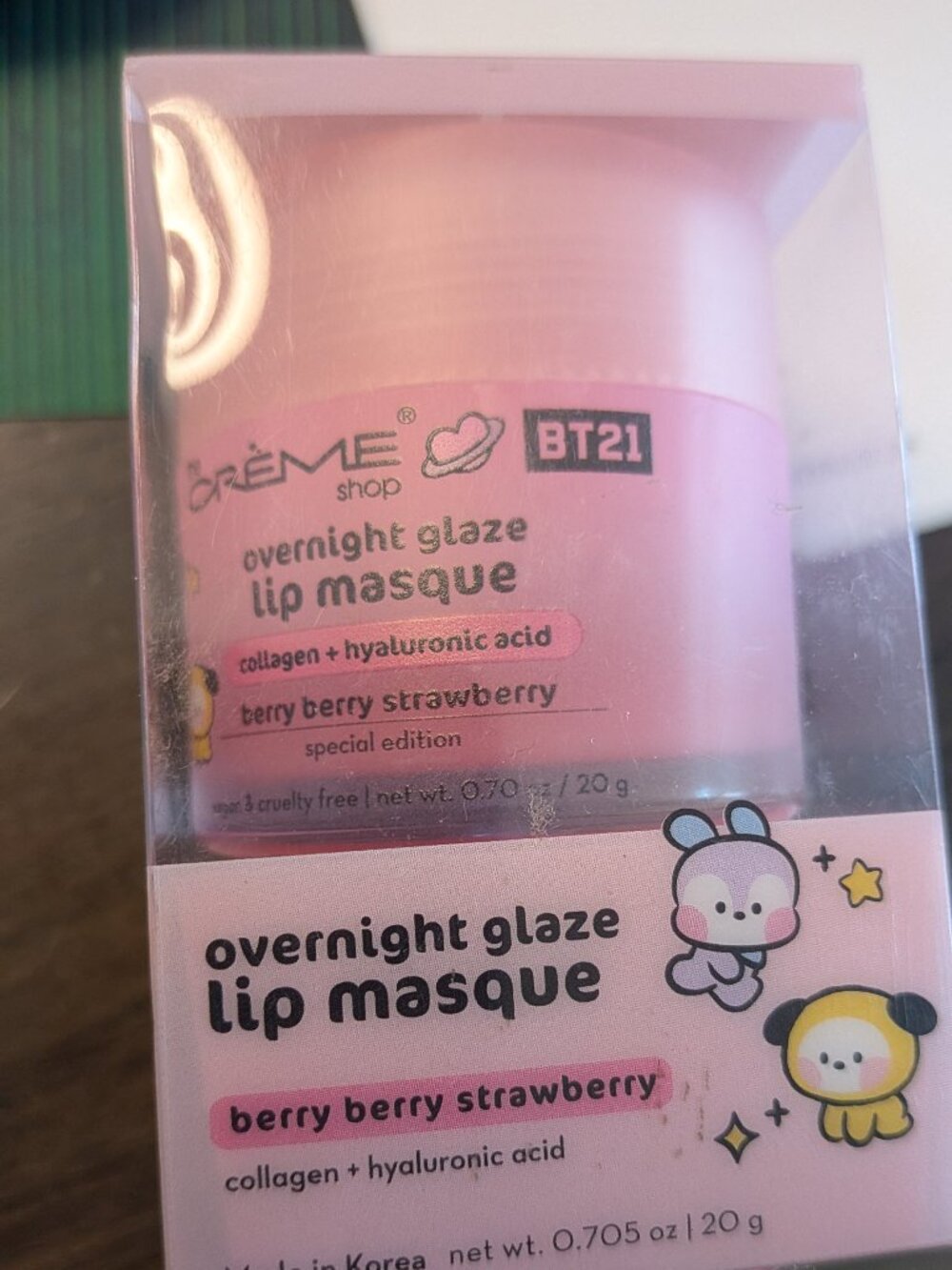 NEW The Crème Shop BT21 Overnight Glaze Lip Mask Berry Strawberry